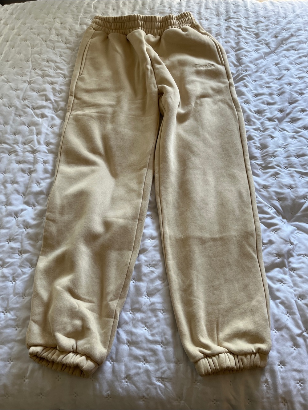 Kids Cream Fleece Jogger Pants